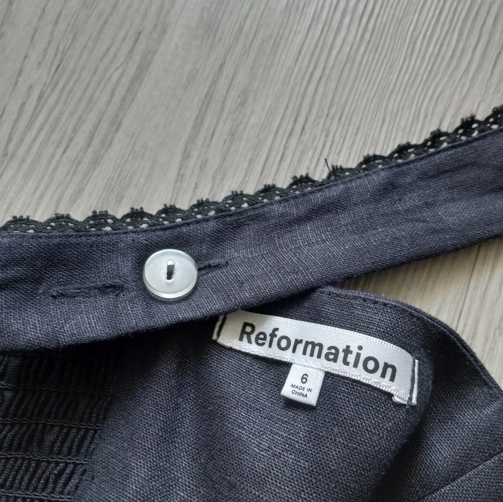 Reformation Tagliatelle Black Linen Midi Dress 6 - Picture 8 of 16